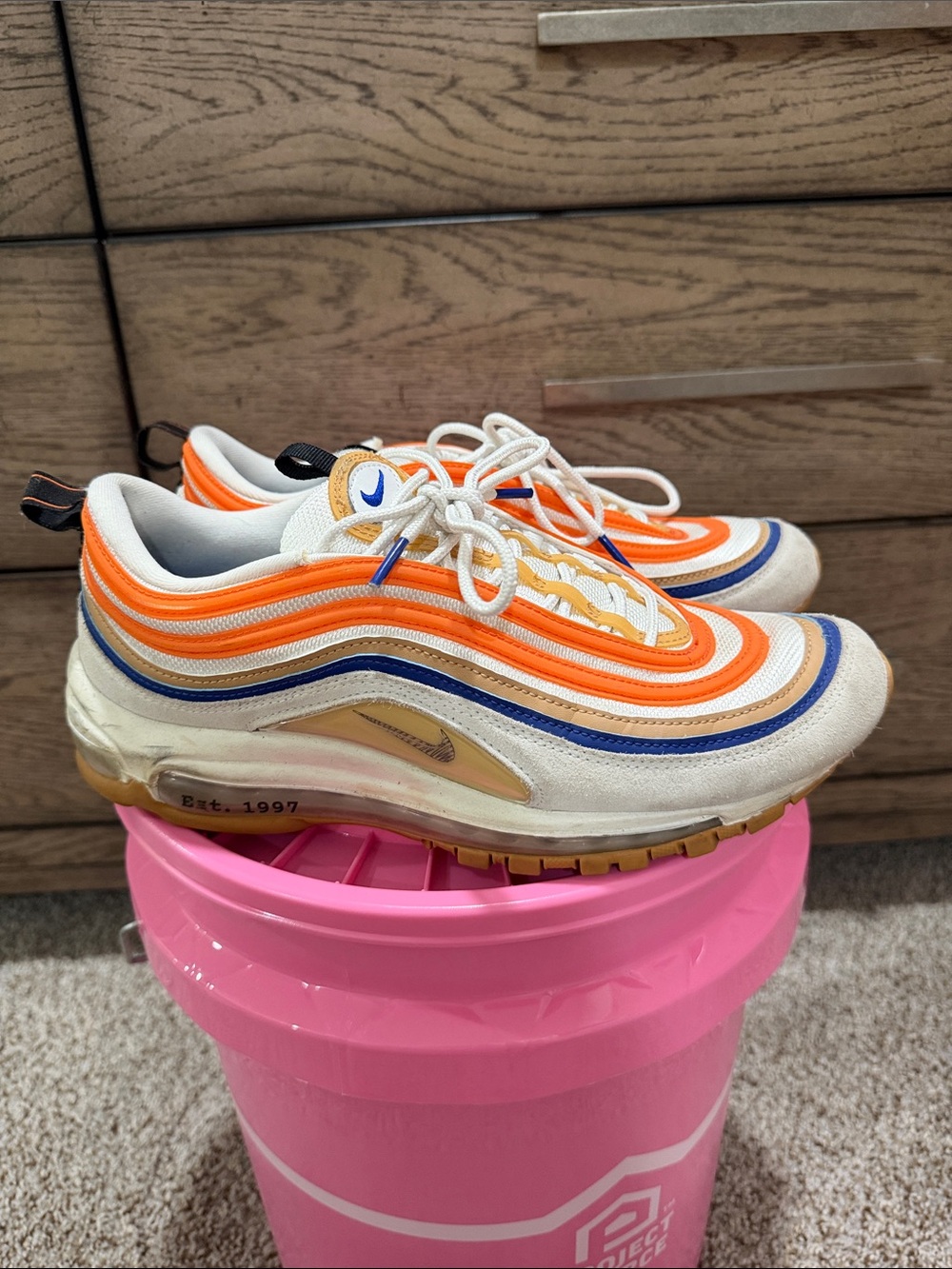 Nike Kids Orange, Blue & Cream Wave Sneakers